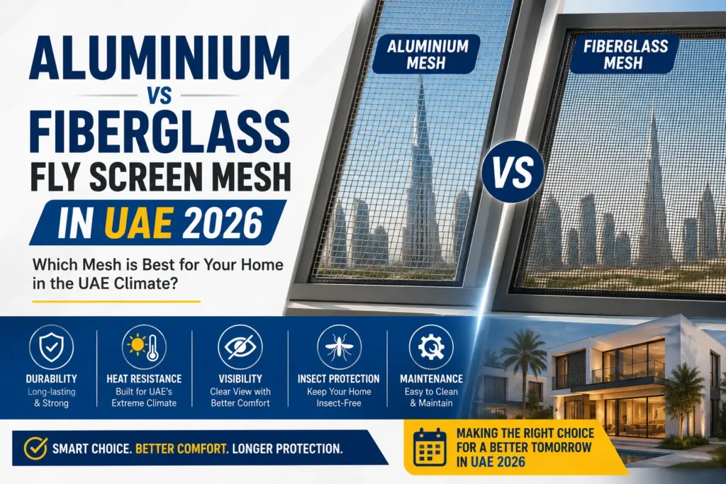 Aluminium vs Fiberglass Fly Screen Mesh in UAE 2026